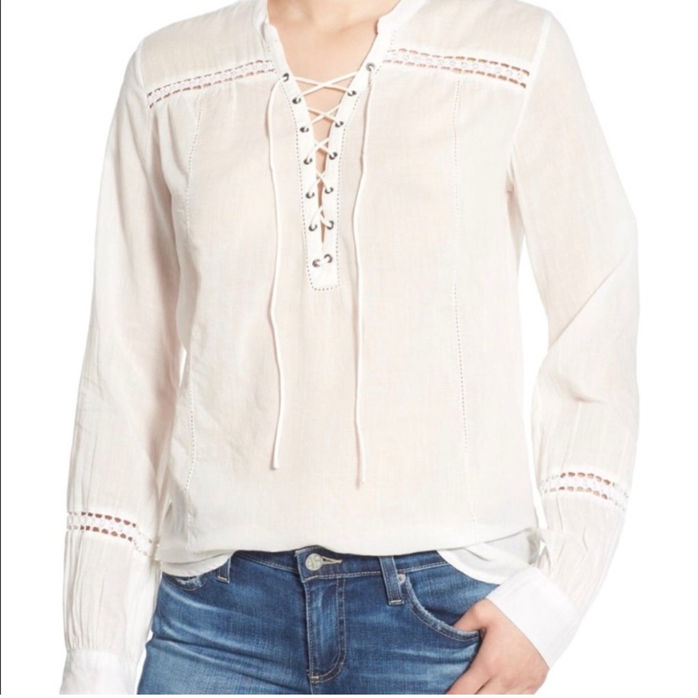 Paige Cotton Lace Up Blouse
